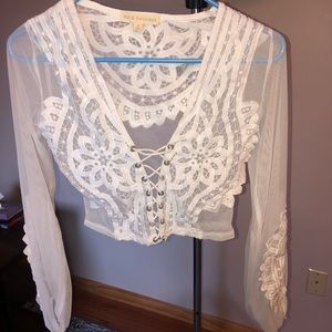 Women’s long sleeve sheer crop top